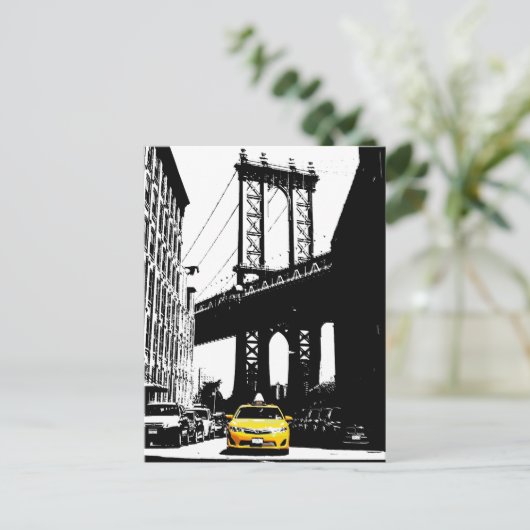 New York City Nyc Yellow Taxi Pop Art Postkarte (Stehend Vorderseite)