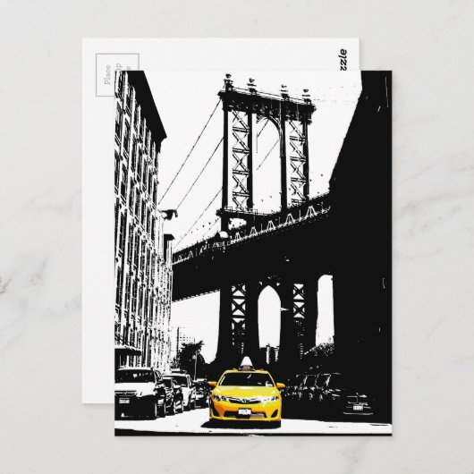 New York City Nyc Yellow Taxi Pop Art Postkarte (Vorne/Hinten)