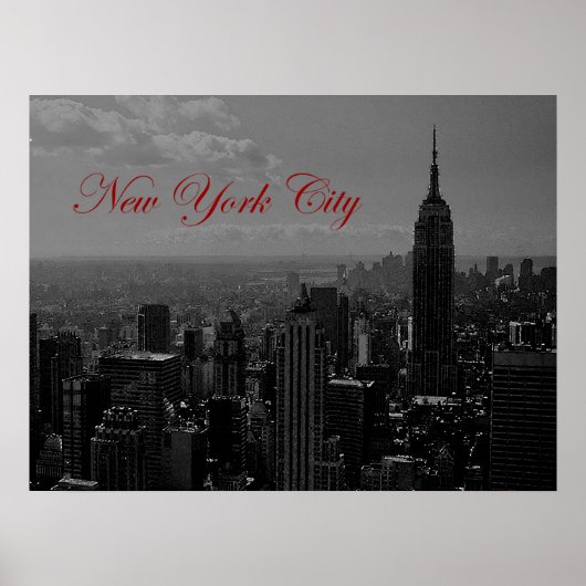 New York City Old Script Poster Print (Vorne)