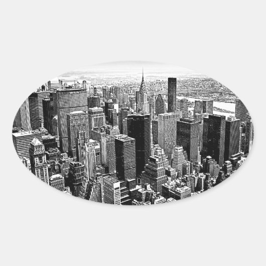 New York City Ovaler Aufkleber (Vorderseite)