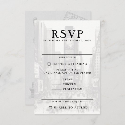 New York City Passport RSVP Karte (Vorne/Hinten)