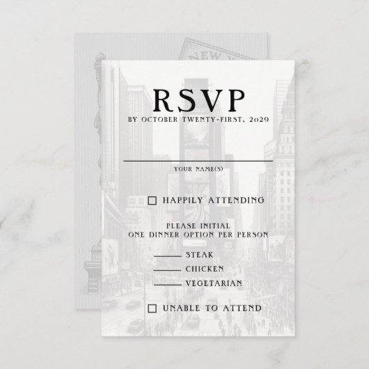 New York City Passport RSVP Karte (Vorne/Hinten)