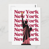 New York City Pink Black NYC Travel Postkarte (Vorne/Hinten)
