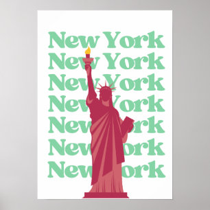 New York City Pink Grün NYC Reise  Poster
