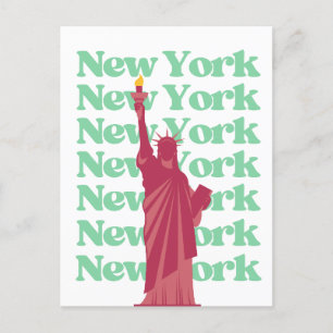 New York City Pink Grün NYC Reise Postkarte