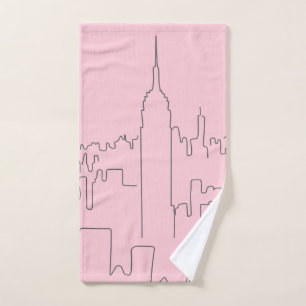 New York City Pink Minimallinie Badhandtuch Set