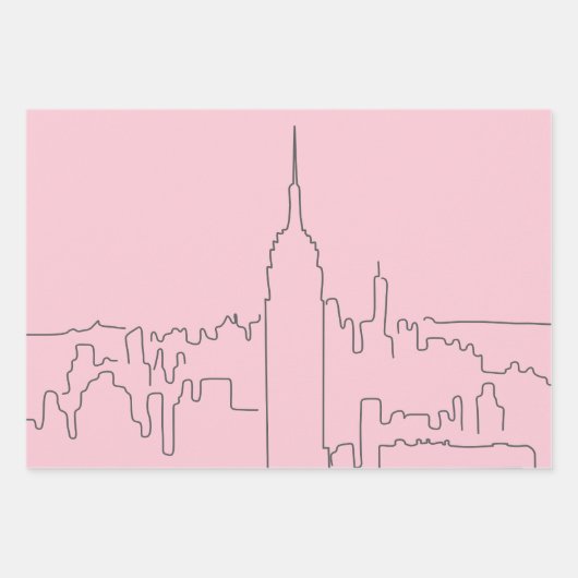 New York City Pink Minimallinie Geschenkpapier Set (Vorderseite)