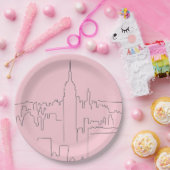 New York City Pink Minimallinie Pappteller (Party)