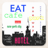 New York City Pop Art Rechteckiger Pappuntersetzer (Vorderseite)