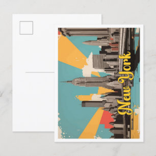 New York City Pop-Art-Reiseillustration Postkarte
