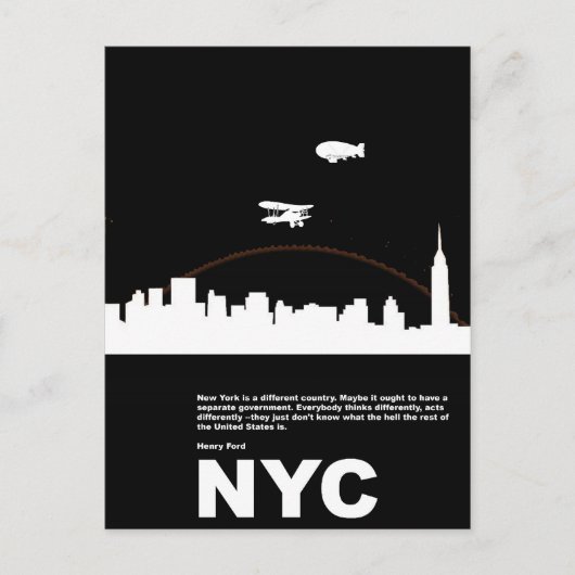 New York City Poster Black Postkarte (Vorderseite)