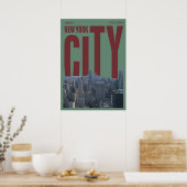 New York City Poster, nyc skyline art, manhattan w Poster (Küche)