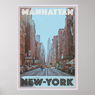 New York City Poster, nyc skyline art, manhattan w Poster