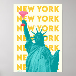 New York City Poster, nyc skyline art, manhattan w Poster