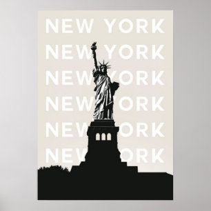New York City Poster, nyc skyline art, manhattan w Poster