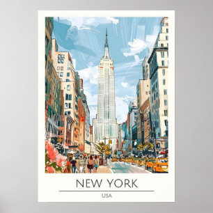 New York City Poster, nyc skyline art, manhattan w Poster