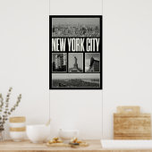 New York City Poster, nyc skyline art, manhattan w Poster (Küche)
