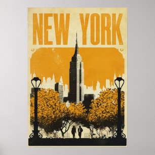New York City Poster, nyc skyline art, manhattan w Poster