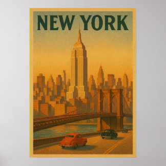 New York City Poster, nyc skyline art, manhattan w Poster