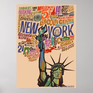 New York City Poster, nyc skyline art, manhattan w Poster