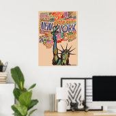 New York City Poster, nyc skyline art, manhattan w Poster (Heimbüro)
