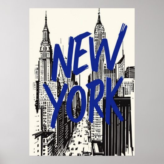 New York City Poster, nyc skyline art, manhattan w Poster (Vorne)