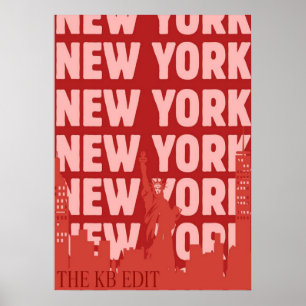 New York City Poster, nyc skyline art, manhattan w Poster