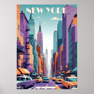 New York City Poster, nyc skyline art, manhattan w Poster