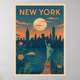 New York City Poster, nyc skyline art, manhattan w Poster