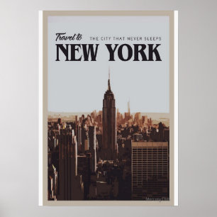 New York City Poster, nyc skyline art, manhattan w Poster