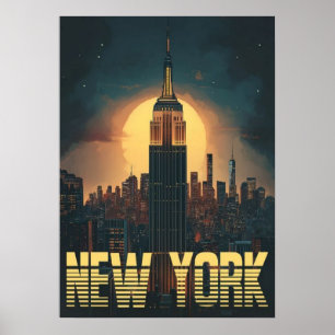 New York City Poster, nyc skyline art, manhattan w Poster