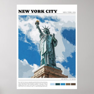 New York City Poster, nyc skyline art, manhattan w Poster