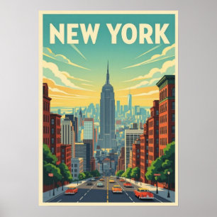New York City Poster, nyc skyline art, manhattan w Poster