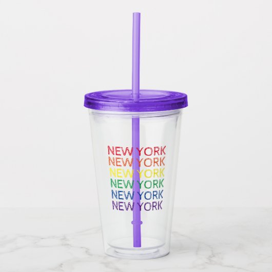 New York City Rainbow LGBT Gay Pride NYC Acryltrinkbecher (Vorderseite)