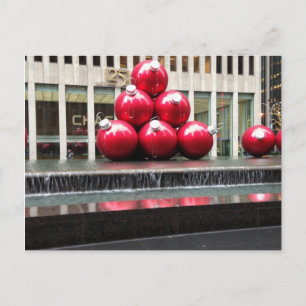 New York City Red Christmas Balls Holidays Holiday Feiertagspostkarte