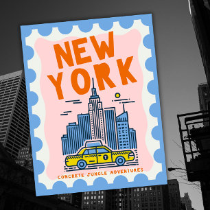 New York City Reise Kunst Skyline USA Andenken Feiertagspostkarte