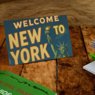 New York City Retro Statue of Liberty Vintage Kuns Postkarte