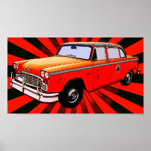 New York City Retro Taxi Cab Poster