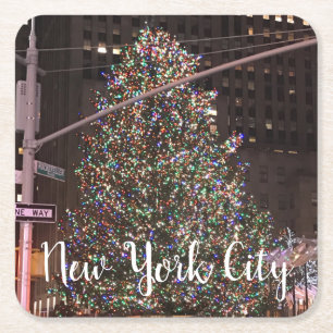 New York City Rockefeller Center Weihnachtsbaum Rechteckiger Pappuntersetzer