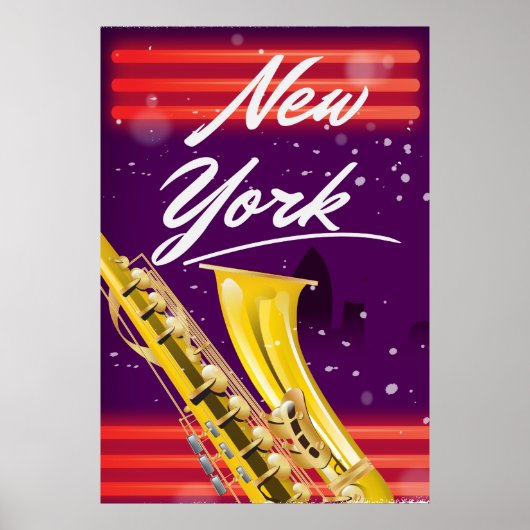 New York City Saxophon Reiseplakat Poster (Vorne)