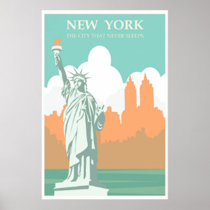 New York City Schläft Nie Vintage Poster