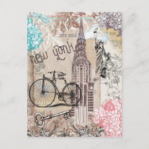 New York City Sehenswürdigkeiten Vintage Reise Postkarte