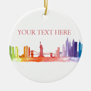 NEW YORK CITY-Silhouette Farbige Regenbogen-modern Keramik Ornament