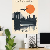 New York City Silhouetten - Skyline Reflections Poster (Heimbüro)