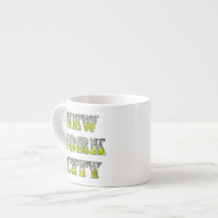 New York City Silver Gold Glitzer Espressotasse