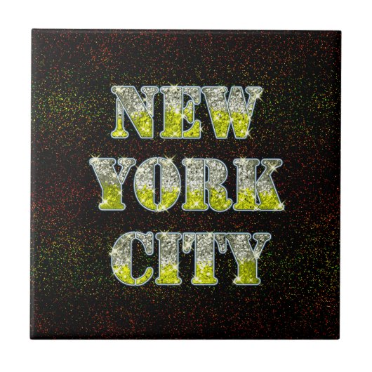New York City Silver Gold Glitzer Fliese (Vorderseite)
