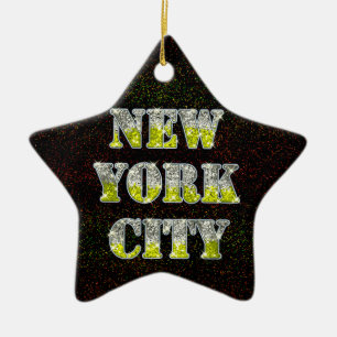 New York City Silver Gold Glitzer Keramikornament