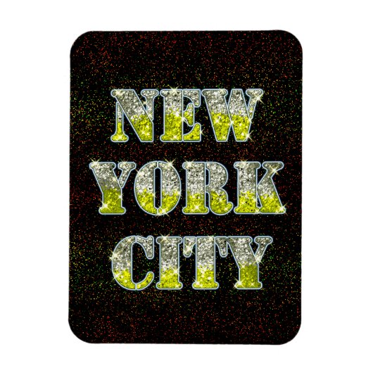 New York City Silver Gold Glitzer Magnet (Vertikal)