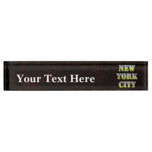 New York City Silver Gold Glitzer Namensplakette