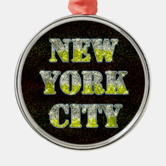 New York City Silver Gold Glitzer Ornament Aus Metall